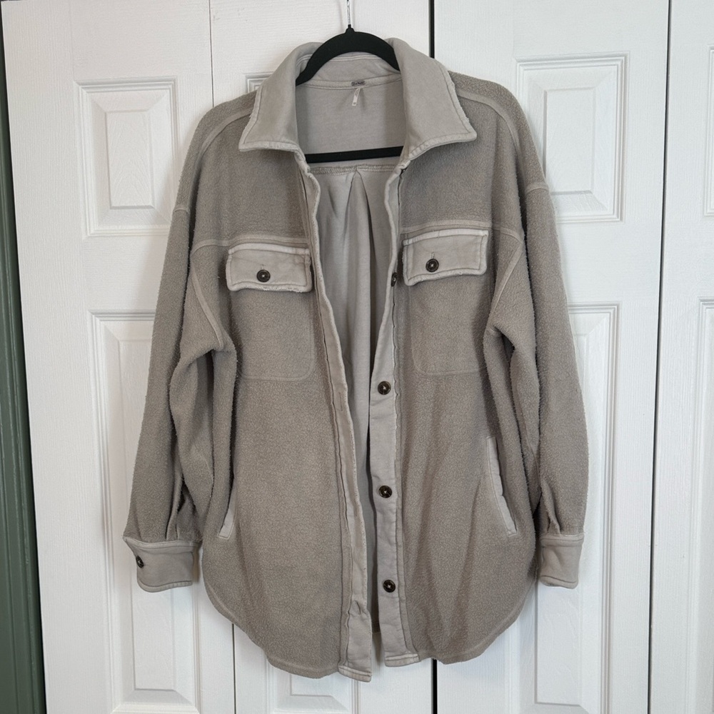 Free People Cream Fleece Shacket
